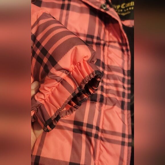 Juicy Couture Black Label Pink and Blue Plaid Puffer Jacket Size XS - Picture 5 of 12